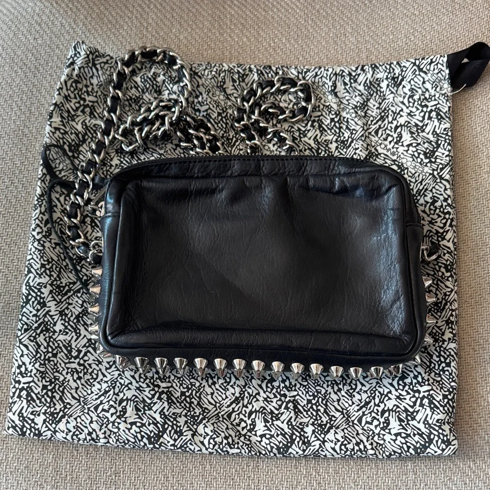 Rebecca Minkoff Black Leather Crossbody Bag with Chain Strap - Picture 7 of 7